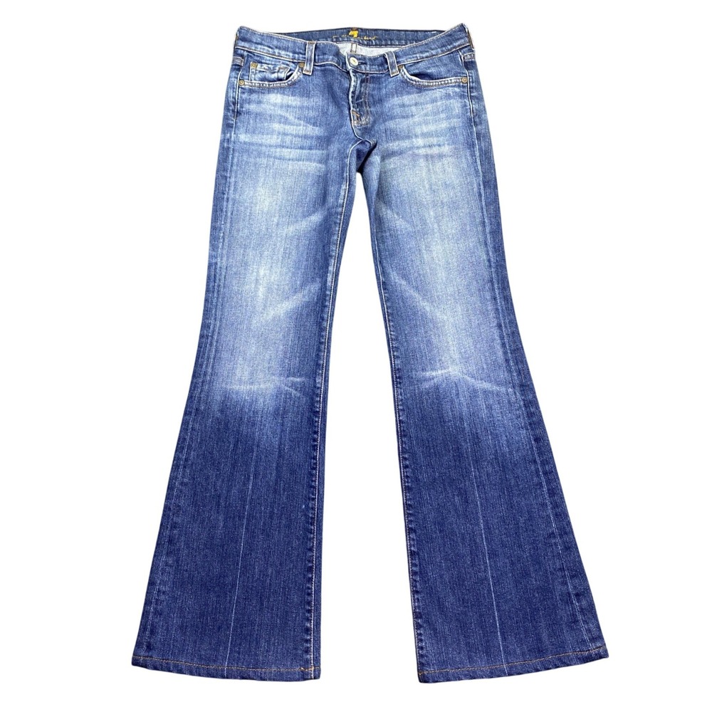 7 For All Mankind Womens Flare Jeans Blue Low Rise Size 29 U076080U-080U USA